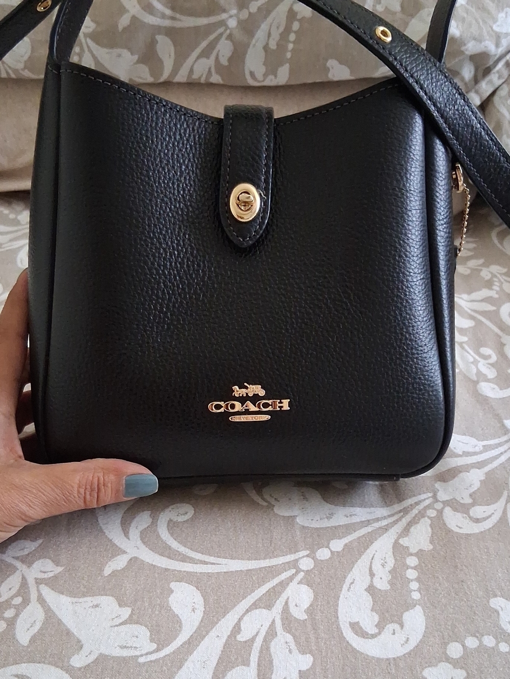 COACH Black Pebbled Hadley Mini  Leathe crossbody  Bag - Picture 9 of 9